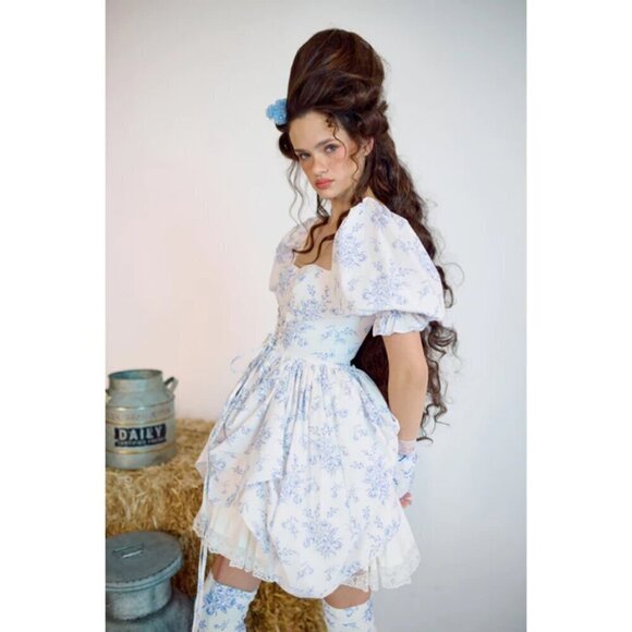 💕SELKIE💕 The Bed & Breakfast Kiera Dress ~ Blue Floral Print XXL - Picture 5 of 16